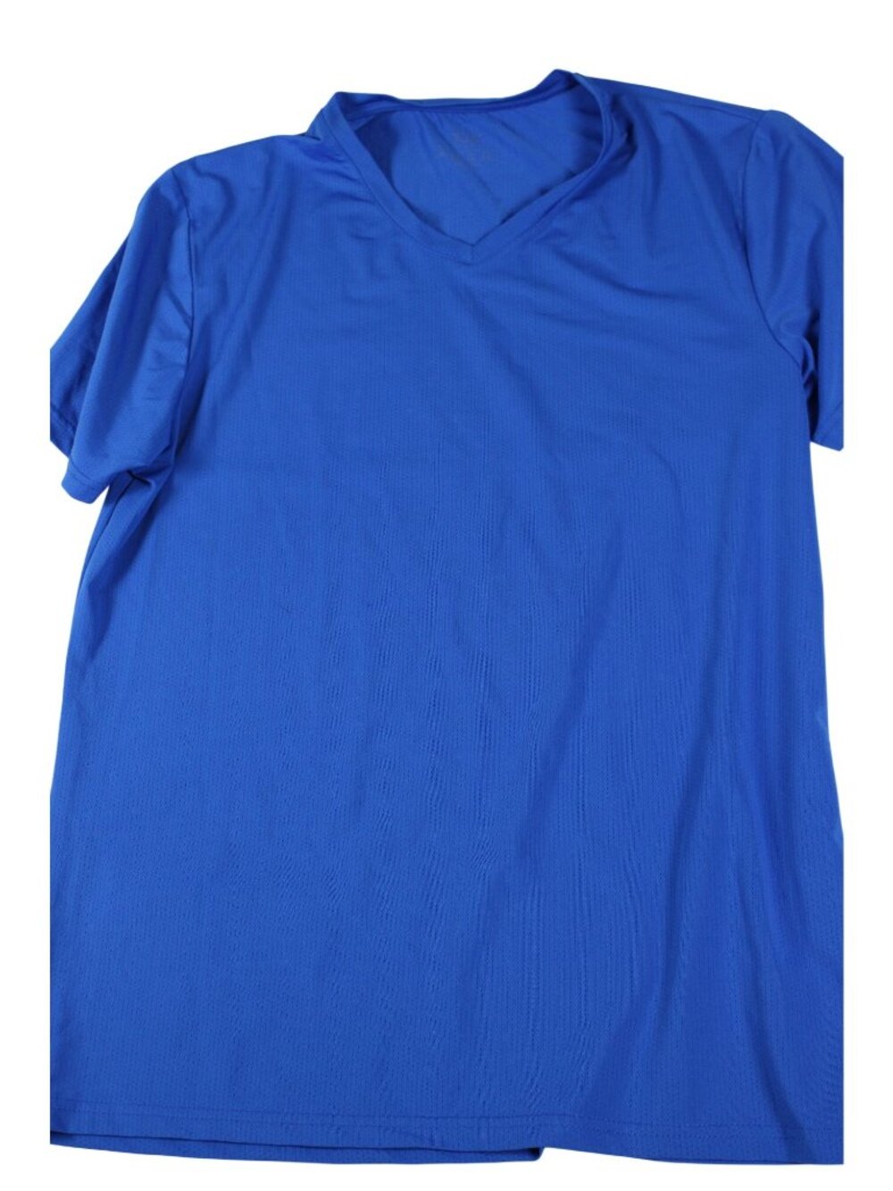 Blue V-Neck Short Sleeve Athletic Shirt Lightweight Breathable Fabric